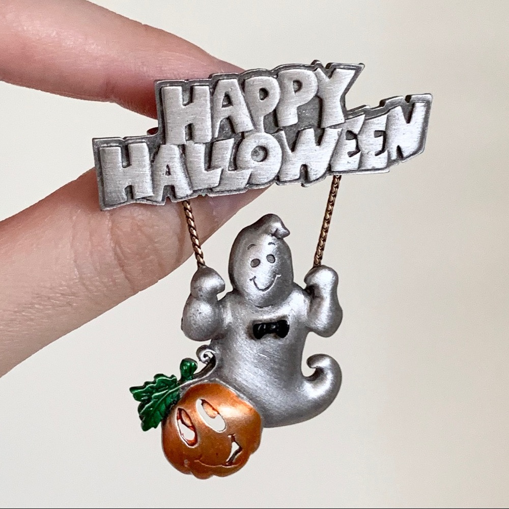 Vintage Spoontiques Halloween ghost swing broach